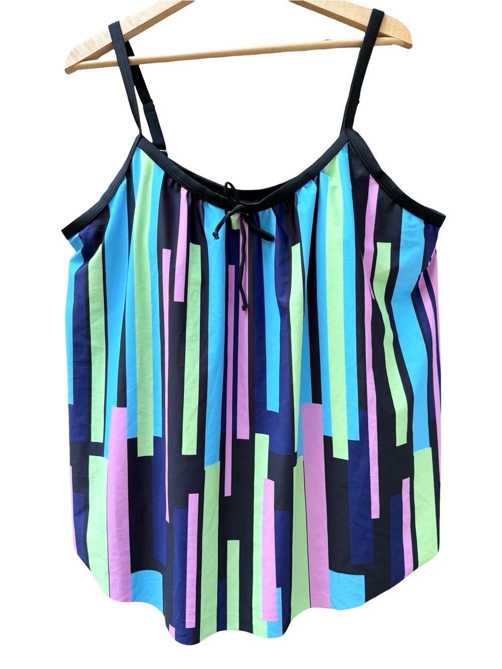 Tankini Top 3XL Vertical Strip Swim Top Plus Women's Size Swimsuit Top XXXL